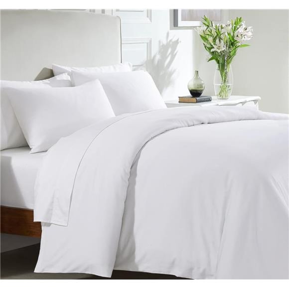 Duvet Cover,Queen Size 400Thread Count Sateen 3Piece Bedding Set,100%Pure Cotton - Picture 1 of 6